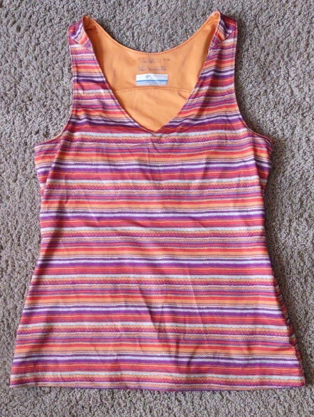 Columbia Sport Tank Top With Shelf Bra, V-neck, Colorful, Size S